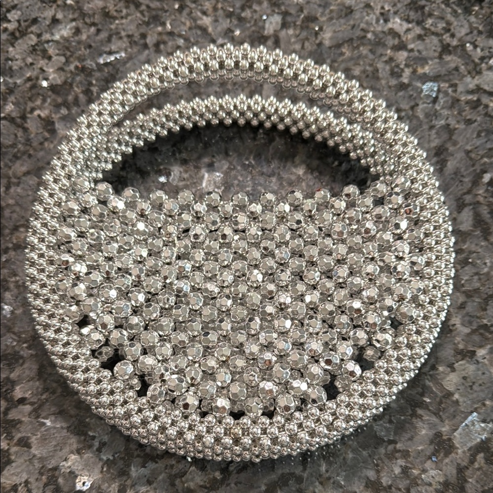Silver Beaded Handbag